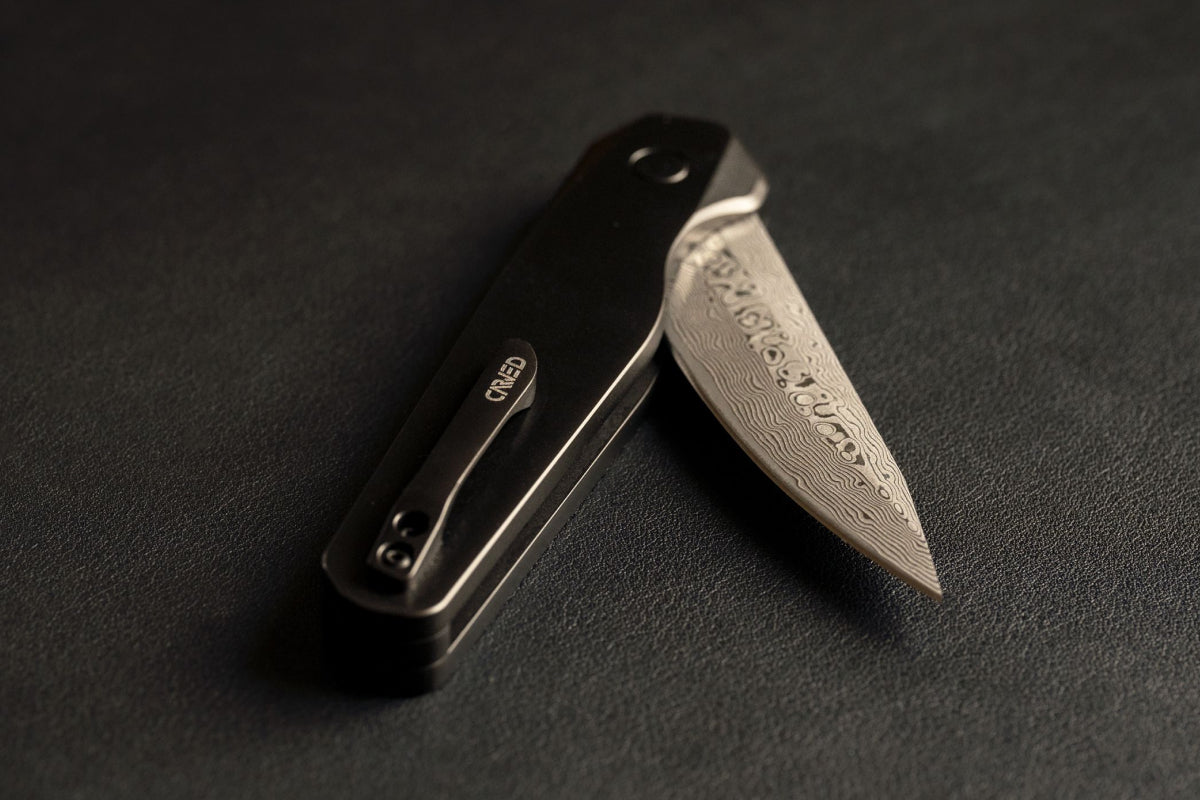EDC Dark Damascus Pocket Knife