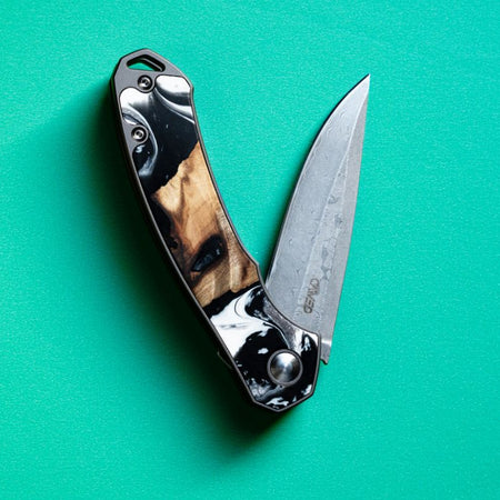 EDC Wood & Resin Open Pocket Knife