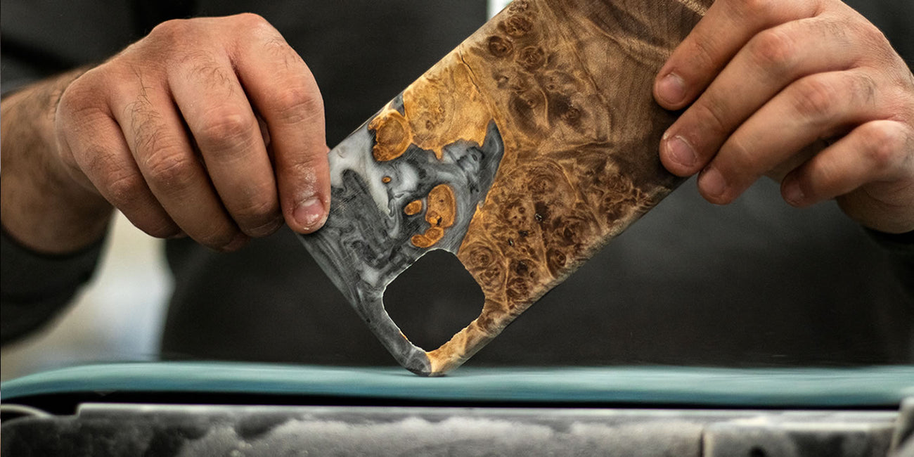 Live Edge Case getting sanded