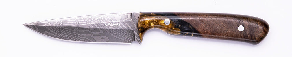 Carved Damascus Field Knife #20665