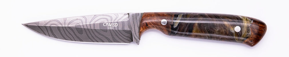 Carved Damascus Field Knife #20660