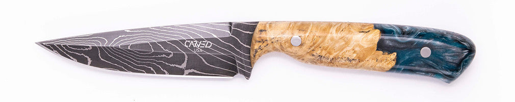 Carved Damascus Field Knife #20613