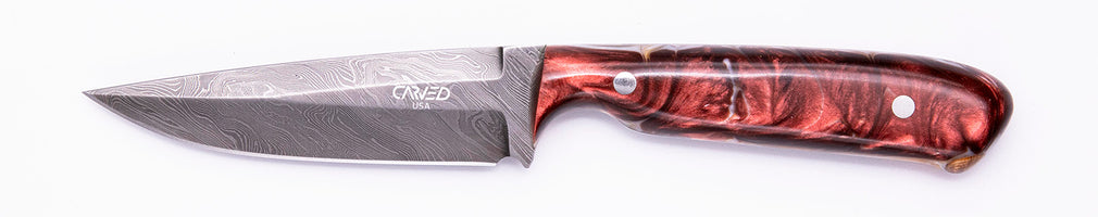 Carved Damascus Field Knife #20652