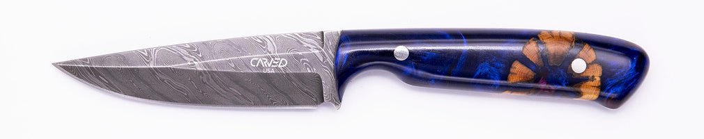 Carved Damascus Field Knife #20651