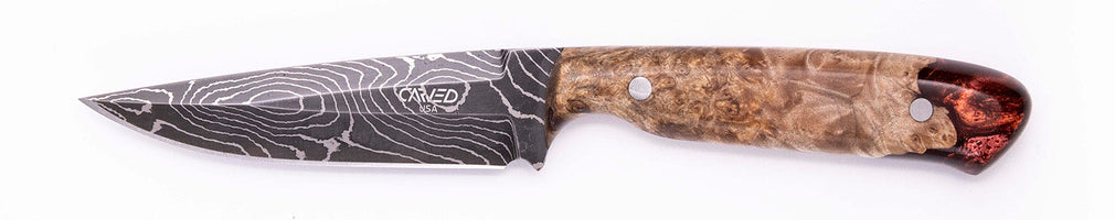 Carved Damascus Field Knife #20619