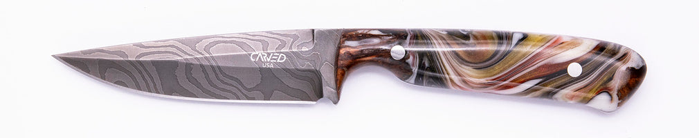 Carved Damascus Field Knife #20667