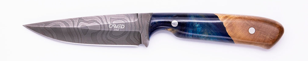 Carved Damascus Field Knife #20668