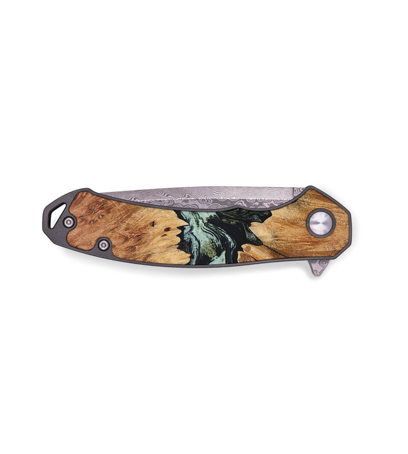 EDC Wood+Resin Pocket Knife - Elsa (Green, 648978)