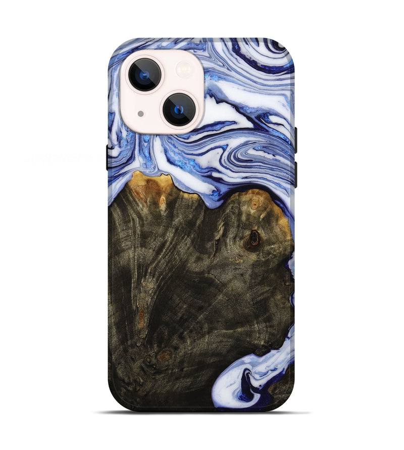 iPhone 13 Wood+Resin Live Edge Phone Case - Arlene (Blue, 650208)