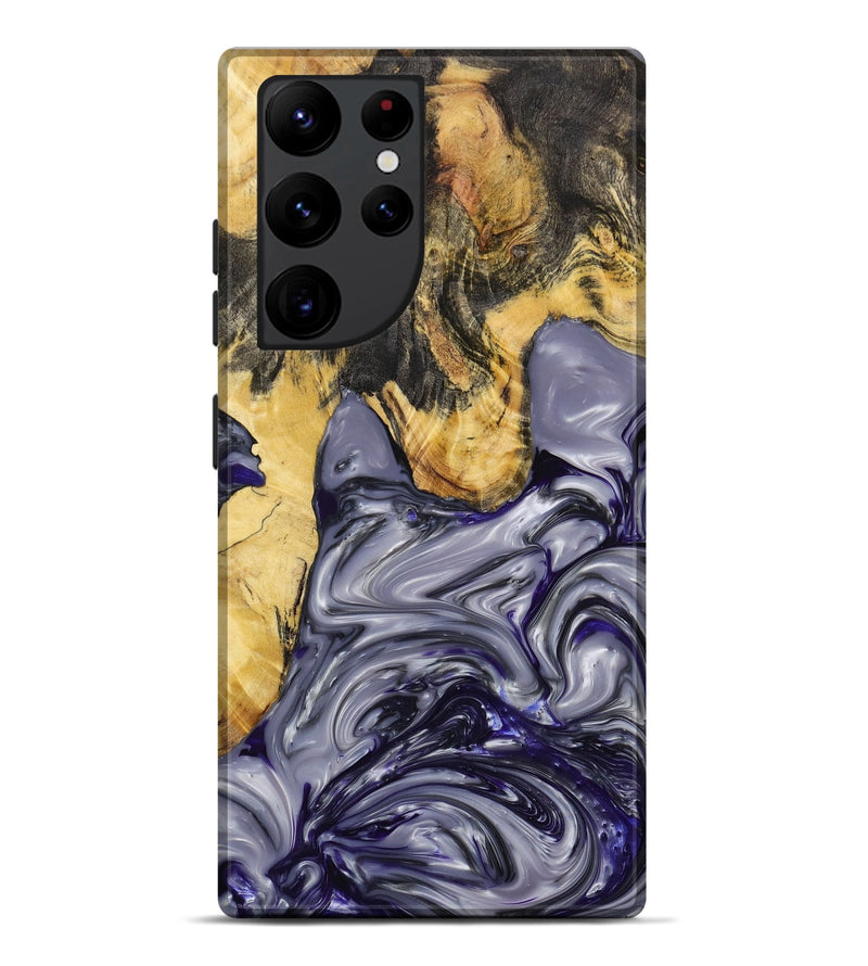 Galaxy S22 Ultra Wood+Resin Live Edge Phone Case - Sasha (Black & White, 650799)