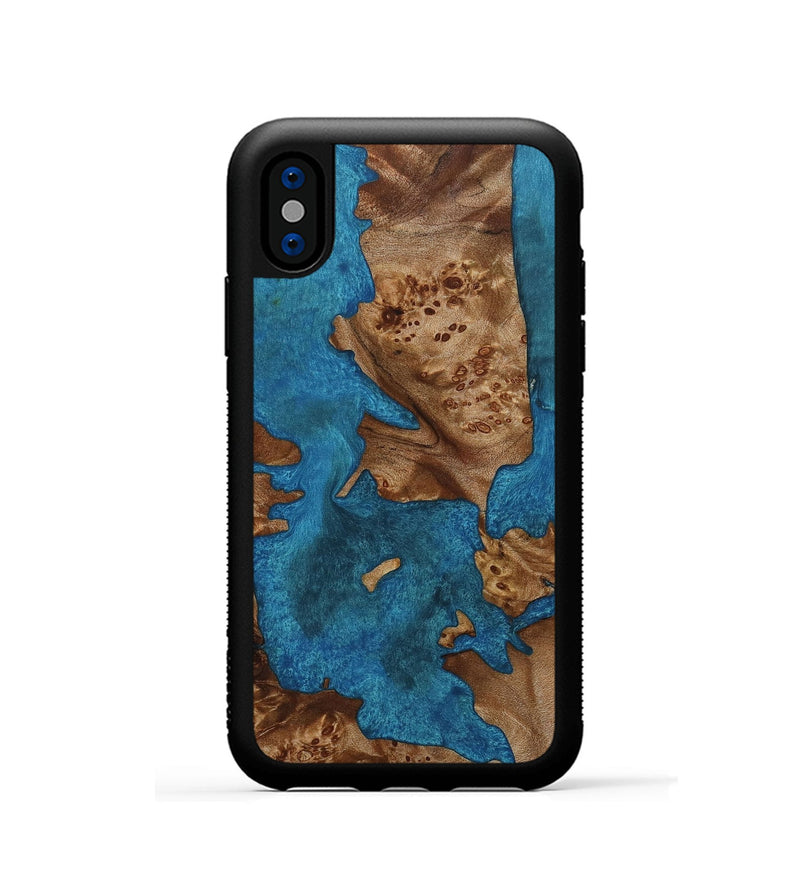 iPhone Xs Wood+Resin Phone Case - Karen (Blue, 650814)
