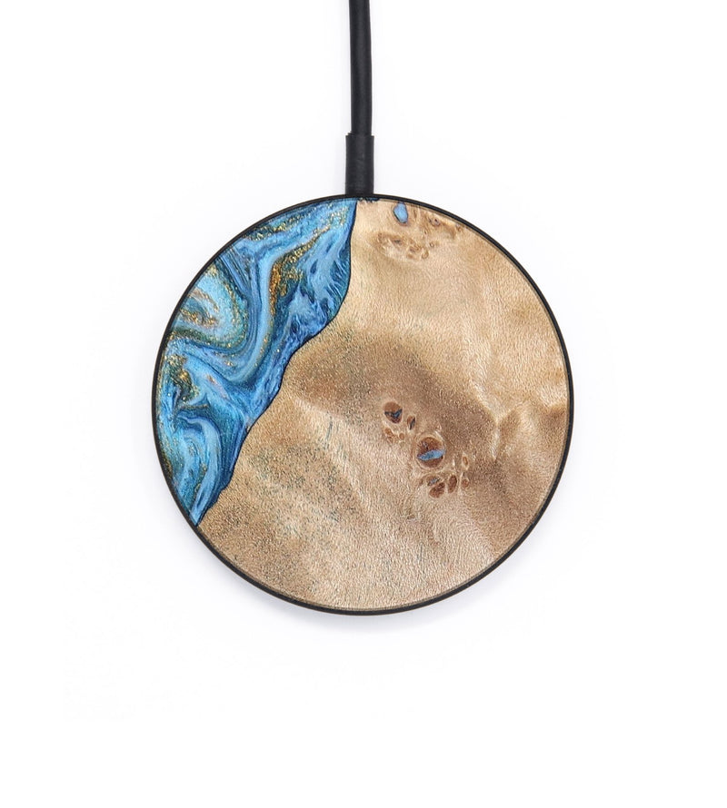 Circle Wood+Resin Wireless Charger - Marianne (Teal & Gold, 651844)