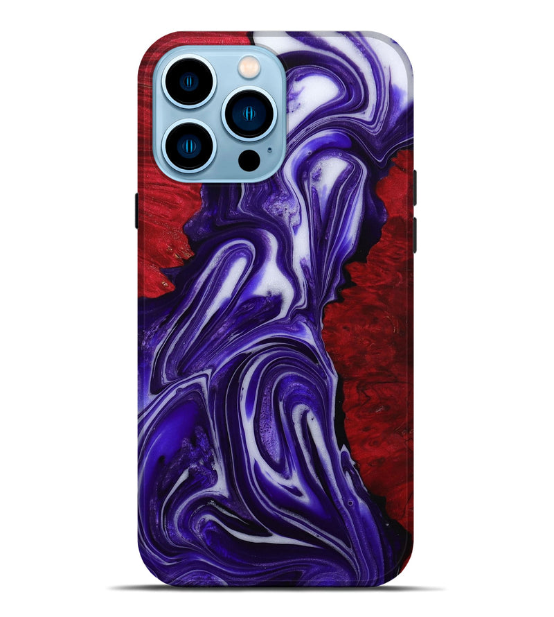 iPhone 14 Pro Max Wood+Resin Live Edge Phone Case - Issac (Purple, 652622)