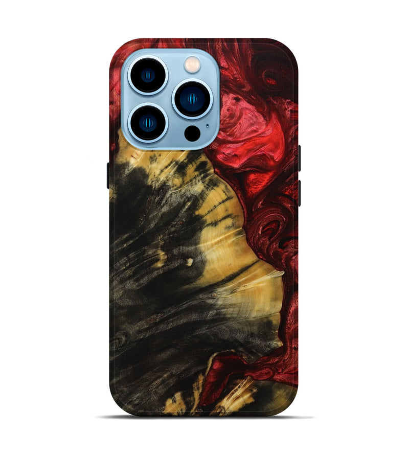 iPhone 14 Pro Wood+Resin Live Edge Phone Case - Suzanne (Red, 652790)