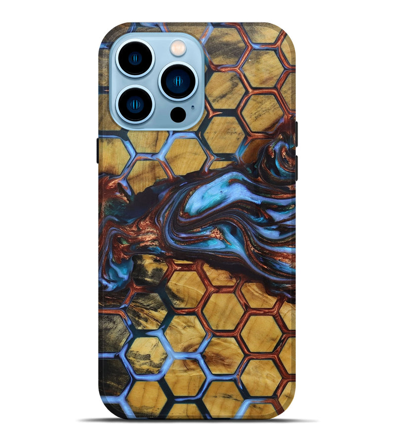 iPhone 14 Pro Max Wood+Resin Live Edge Phone Case - Sage (Pattern, 655060)