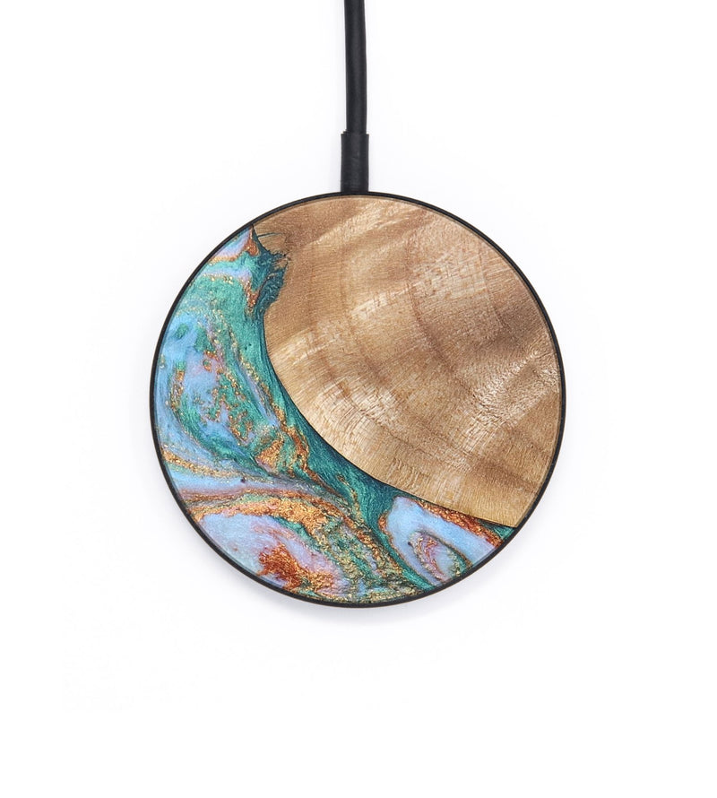 Circle Wood+Resin Wireless Charger - Itzel (Teal & Gold, 655178)