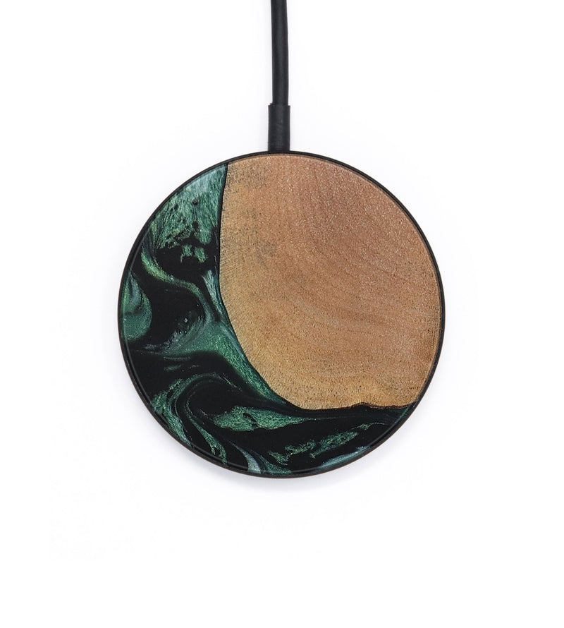 Circle Wood+Resin Wireless Charger - Elaine (Green, 655381)