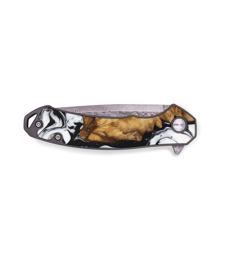 EDC Wood+Resin Pocket Knife - Iesha (Black & White, 655717)