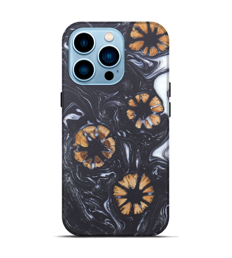 iPhone 14 Pro Wood+Resin Live Edge Phone Case - Nash (Black & White, 657871)