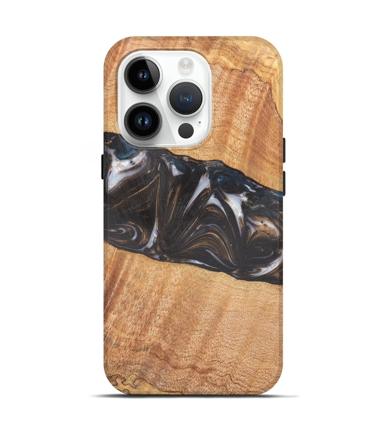 iPhone 15 Pro Wood+Resin Live Edge Phone Case - Yvette (Black & White, 657890)