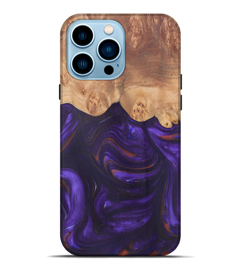 iPhone 14 Pro Max Wood+Resin Live Edge Phone Case - Harlow (Purple, 657905)