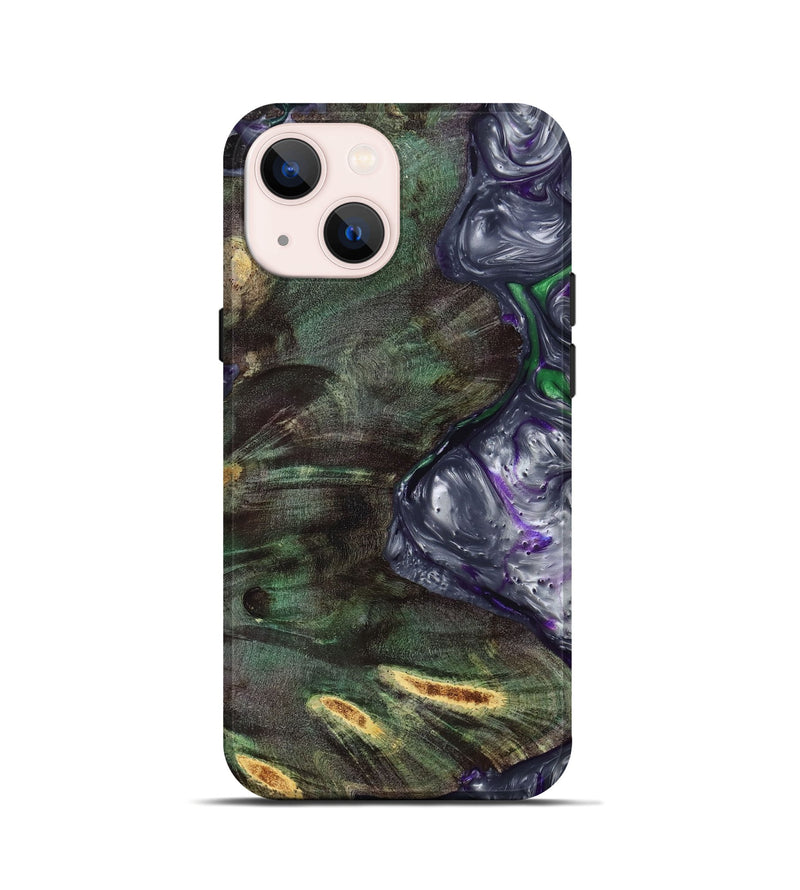 iPhone 13 mini Wood+Resin Live Edge Phone Case - Mitchell (Green, 657979)