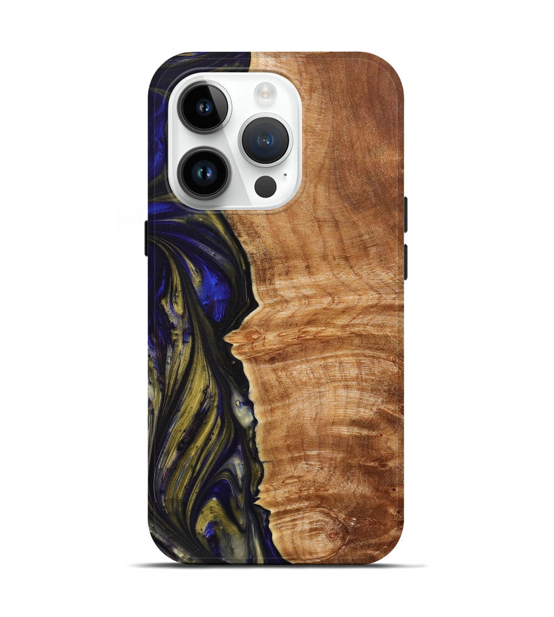 iPhone 15 Pro Wood+Resin Live Edge Phone Case - Brooks (Blue, 657988)