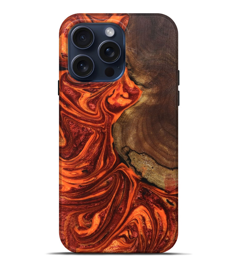 iPhone 15 Pro Max Wood+Resin Live Edge Phone Case - Trent (Red, 659746)