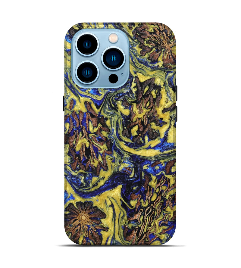 iPhone 14 Pro Wood+Resin Live Edge Phone Case - Allen (Blue, 660531)