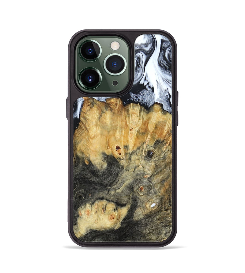 iPhone 13 Pro Wood+Resin Phone Case - Eduardo (Black & White, 660917)