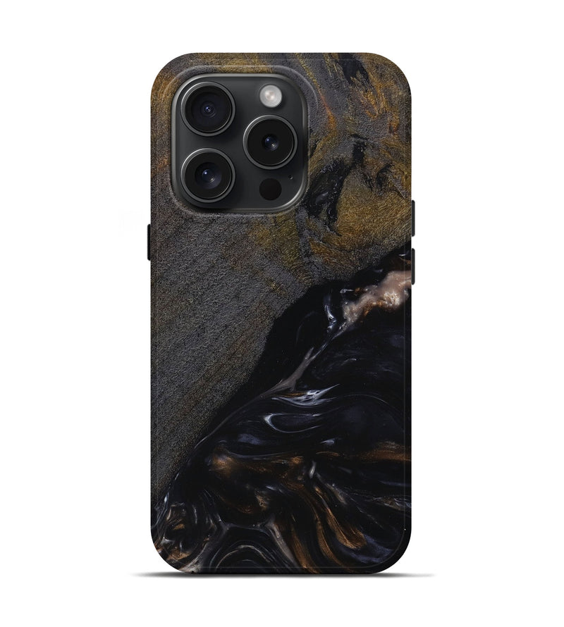 iPhone 15 Pro Wood+Resin Live Edge Phone Case - Sofia (Black & White, 662285)
