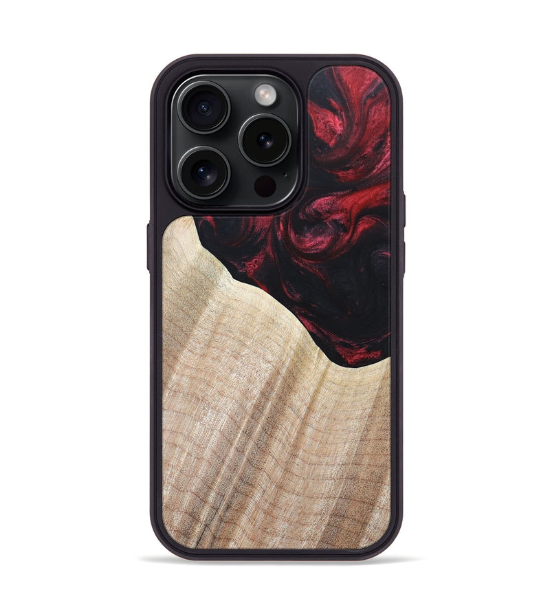 iPhone 15 Pro Wood+Resin Phone Case - Kirk (Red, 662716)