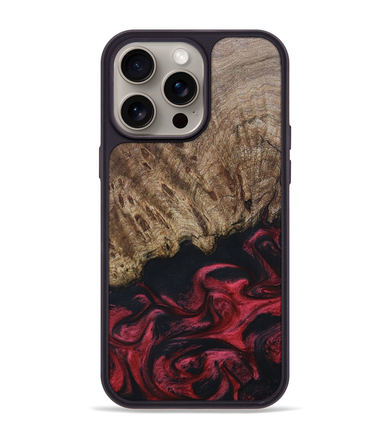 iPhone 15 Pro Max Wood+Resin Phone Case - Cheryl (Red, 662994)