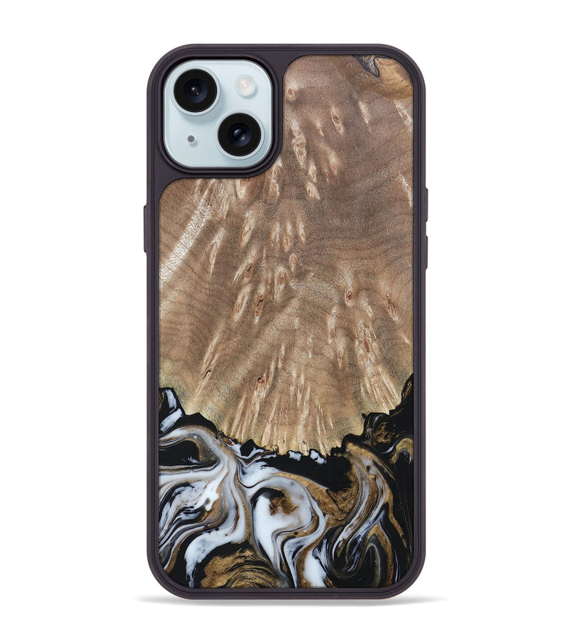 iPhone 15 Plus Wood+Resin Phone Case - Levi (Black & White, 663028)