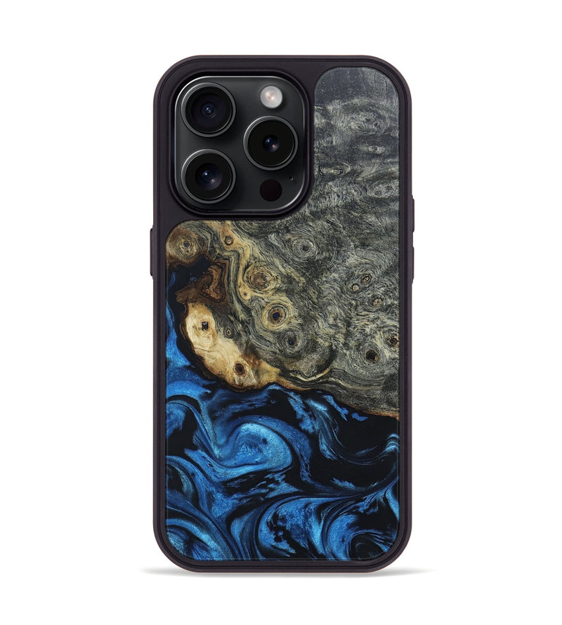 iPhone 15 Pro Wood+Resin Phone Case - Brody (Blue, 663196)