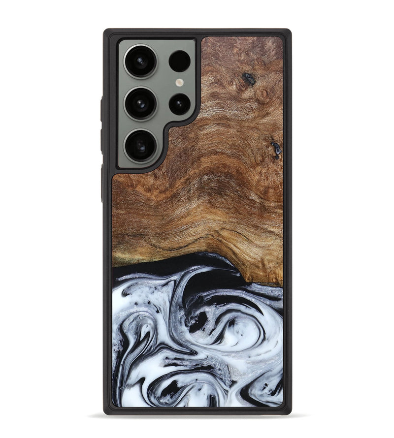 Galaxy S23 Ultra Wood+Resin Phone Case - Emma (Black & White, 663716)
