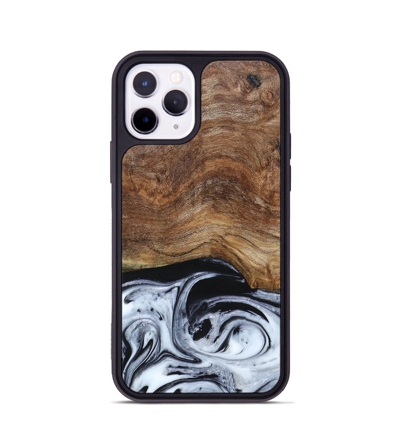 iPhone 11 Pro Wood+Resin Phone Case - Emma (Black & White, 663716)