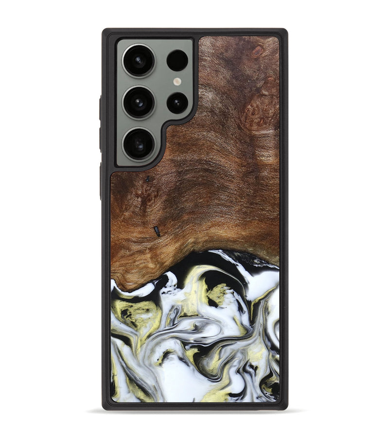 Galaxy S23 Ultra Wood+Resin Phone Case - Ivy (Black & White, 663732)