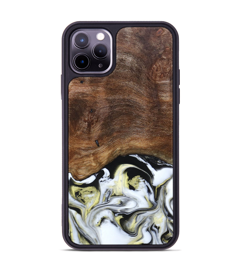 iPhone 11 Pro Max Wood+Resin Phone Case - Ivy (Black & White, 663732)