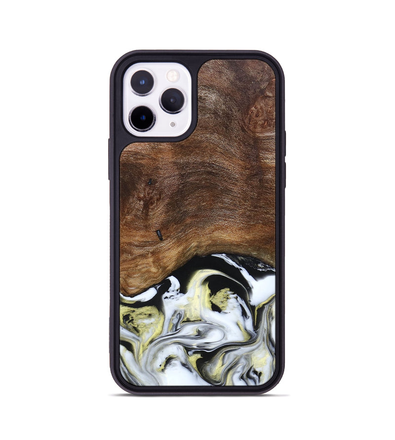 iPhone 11 Pro Wood+Resin Phone Case - Ivy (Black & White, 663732)