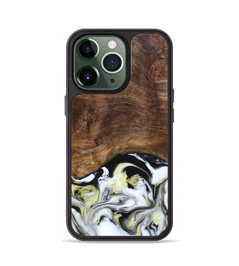 iPhone 13 Pro Wood+Resin Phone Case - Ivy (Black & White, 663732)