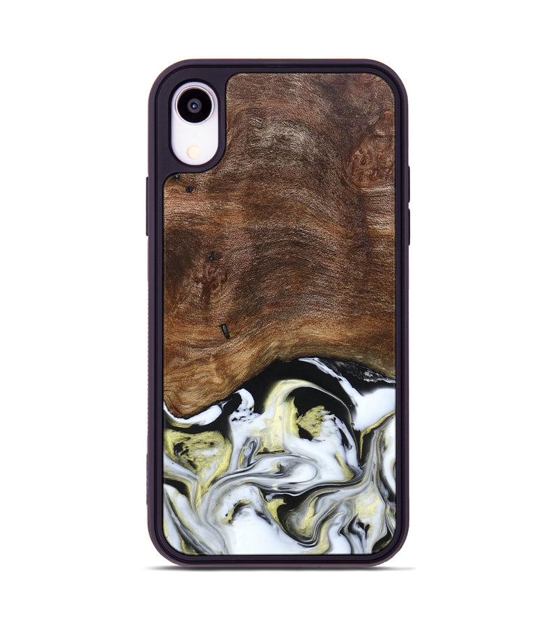 iPhone Xr Wood+Resin Phone Case - Ivy (Black & White, 663732)