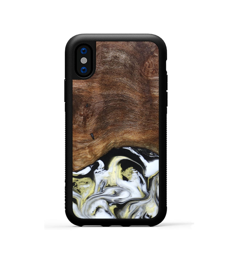 iPhone Xs Wood+Resin Phone Case - Ivy (Black & White, 663732)