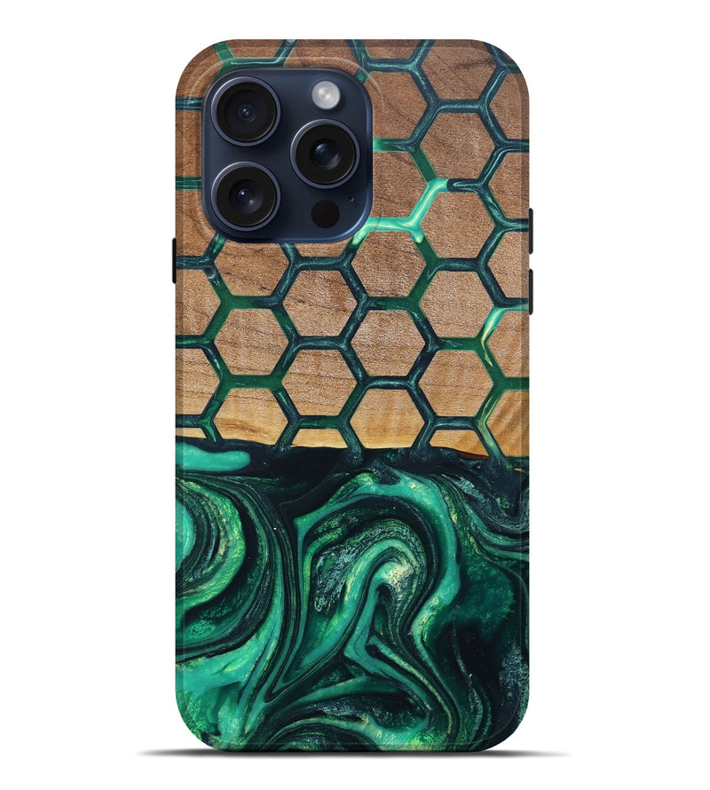 iPhone 15 Pro Max Wood+Resin Live Edge Phone Case - Madeline (Pattern, 663902)