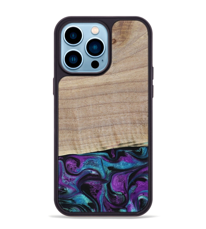 iPhone 14 Pro Max Wood+Resin Phone Case - Lauryn (Purple, 664135)
