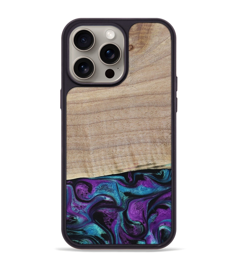 iPhone 15 Pro Max Wood+Resin Phone Case - Lauryn (Purple, 664135)