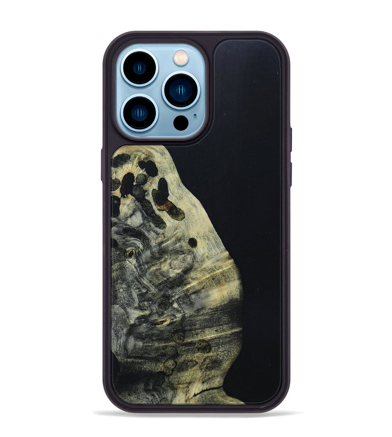 iPhone 14 Pro Max Wood+Resin Phone Case - Adrianna (Pure Black, 664194)