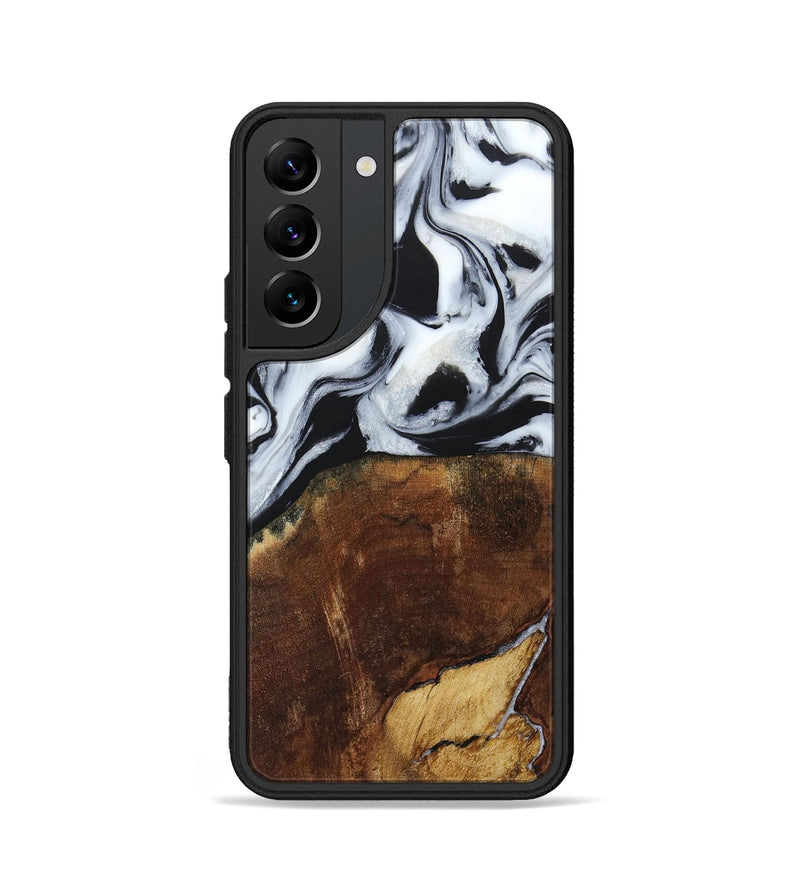 Galaxy S22 Wood+Resin Phone Case - Laverne (Black & White, 664695)