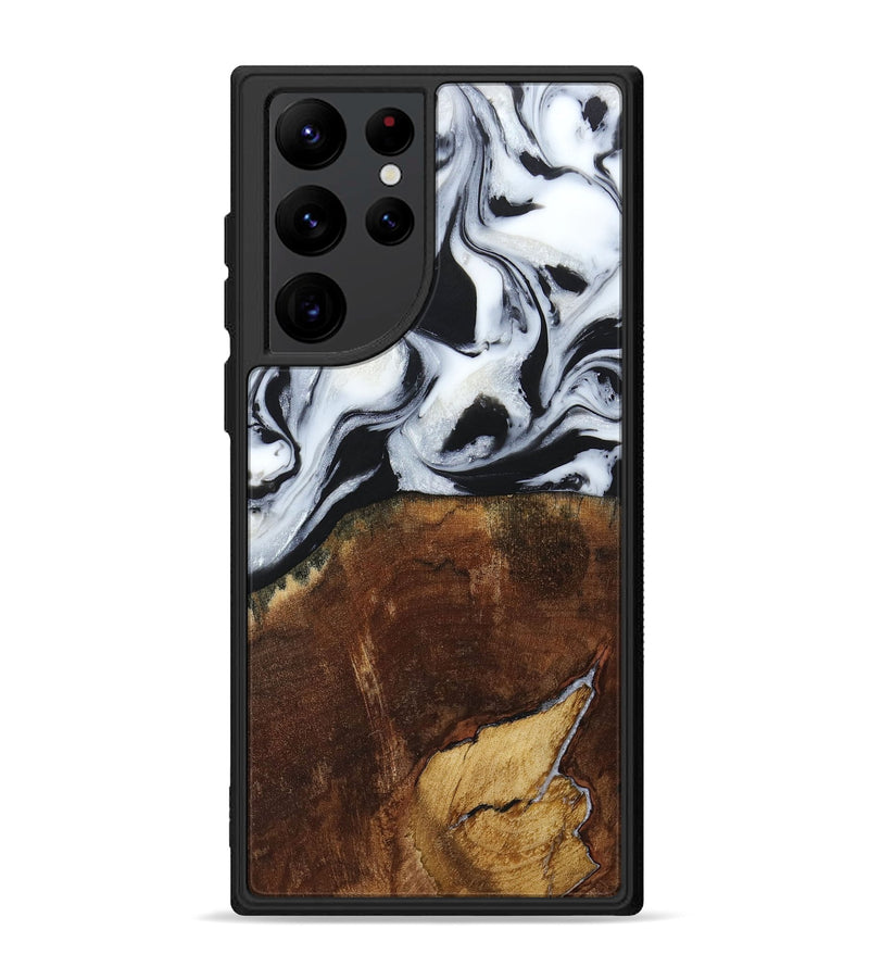 Galaxy S22 Ultra Wood+Resin Phone Case - Laverne (Black & White, 664695)