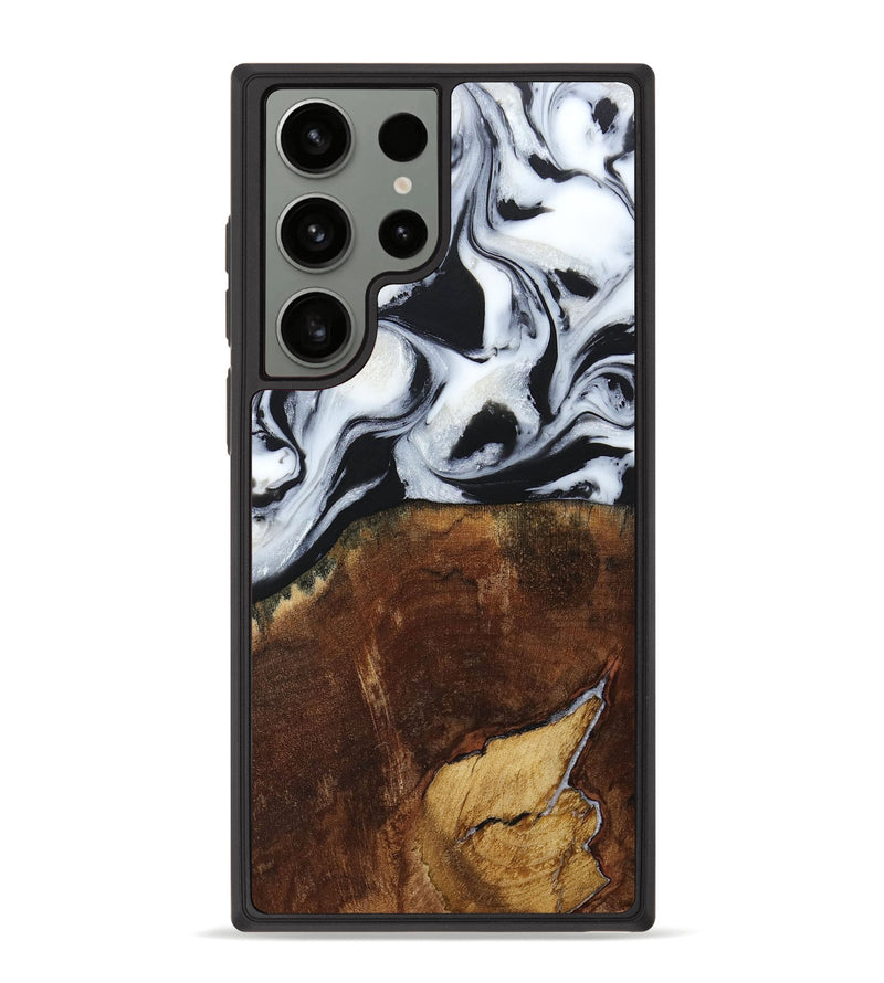Galaxy S23 Ultra Wood+Resin Phone Case - Laverne (Black & White, 664695)